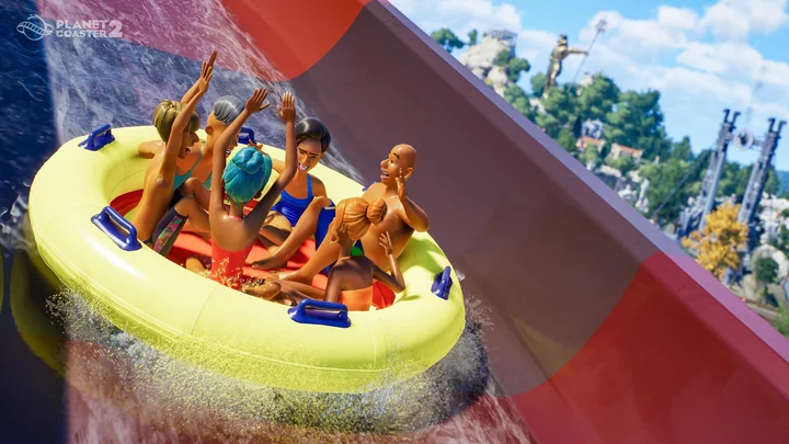 Planet Coaster 2 - Launch screenshot - 08 - Guests Riding Water Rides