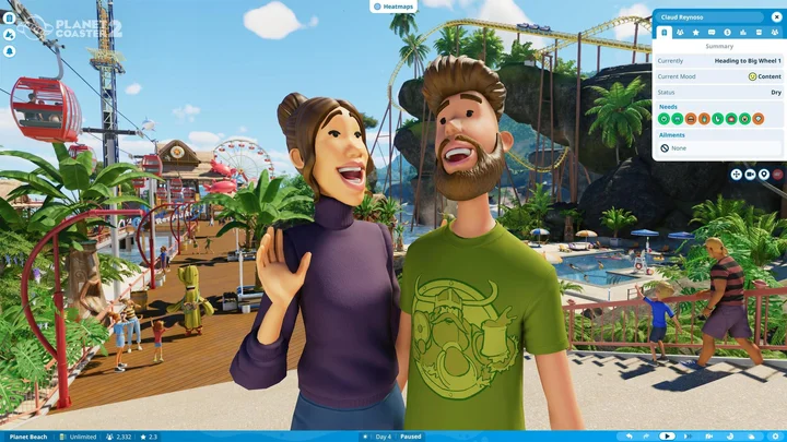 Planet Coaster 2 - Launch screenshot - 09 - Happy Guests UI