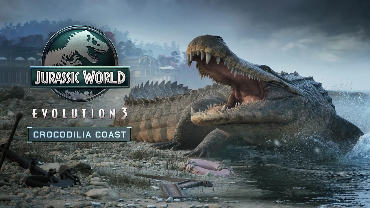 Something is lurking beneath the water - Jurassic World Evolution 3: Crocodilia Coast out now